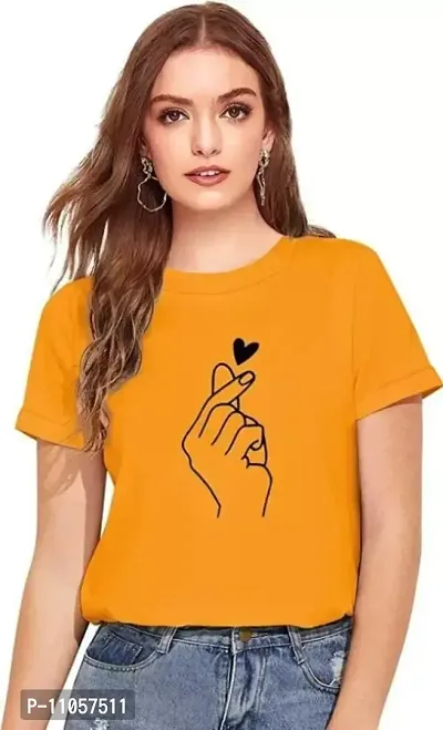 Women Printed T-shirt Mustard Chutki-thumb0