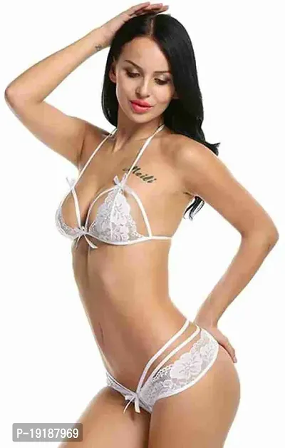 Stylish Fancy Lace Lingerie Set Baby Doll Night Dress-thumb2