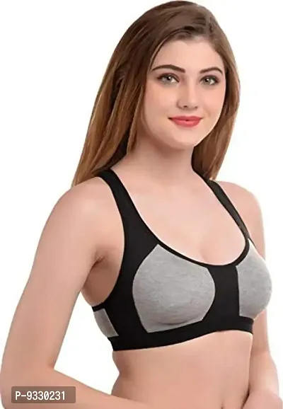 YOUNIC Women Cotton Non Padded Non-Wired Sports Bra (Pack of 3)-thumb0