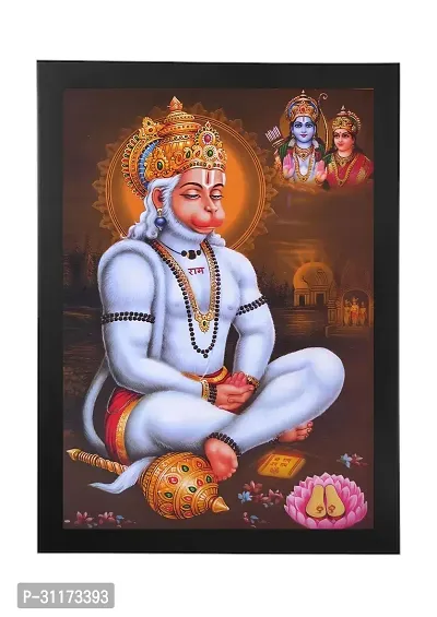 Hanuman ji Bajrangbali Large Photo Frame For Wall Hanging (12*8 photo size with frame 13*9 inches )