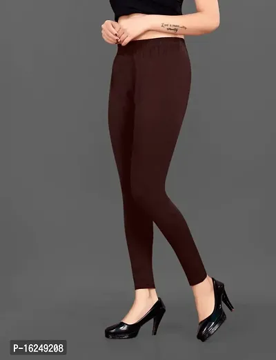 LAXMI Creation Women's Cotton Blend Regular Fit Comfort Leggings Free Size.[Brown]-thumb3