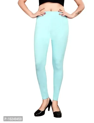 LAXMI Creation Women's Cotton Blend Regular Fit Comfort Leggings Free Size (S Blue).