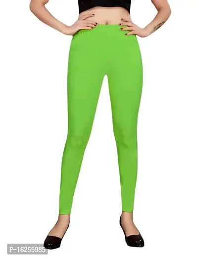 LAXMI Creation Women's Cotton Blend Regular Fit Comfort Leggings Free Size (Light Green