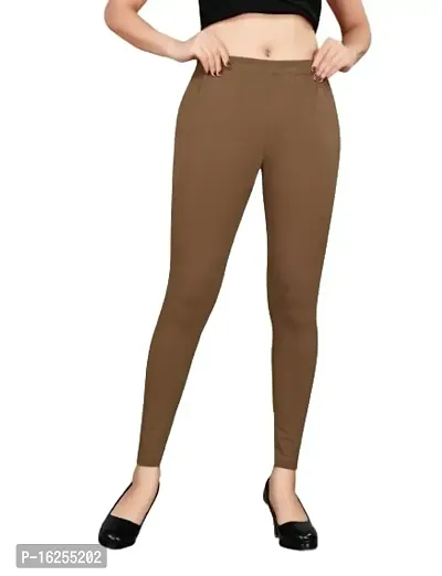 LAXMI Creation Women's Cotton Blend Regular Fit Comfort Leggings Free Size (Brown),-thumb0