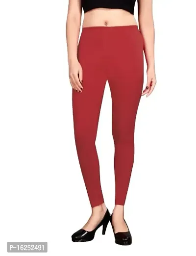 LAXMI Creation Women's Cotton Blend Regular Fit Comfort Leggings Free Size (Red)