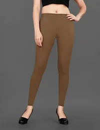 LAXMI Creation Women's Cotton Blend Regular Fit Comfort Leggings Free Size (Brown),-thumb1