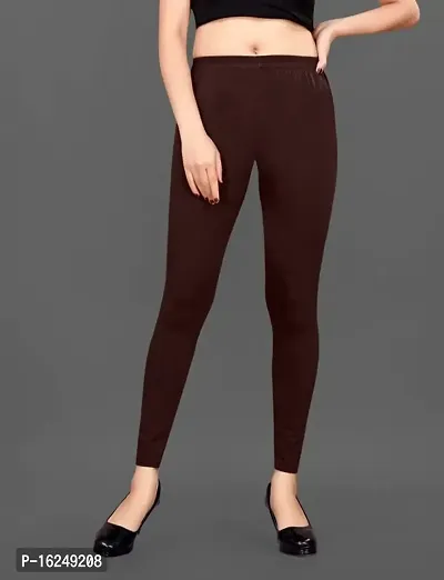 LAXMI Creation Women's Cotton Blend Regular Fit Comfort Leggings Free Size.[Brown]-thumb2