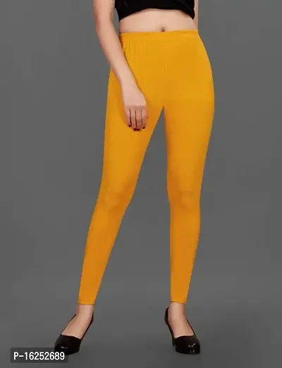 LAXMI Creation Women's Cotton Blend Regular Fit Comfort Leggings Free Size.(Yellow)-thumb2