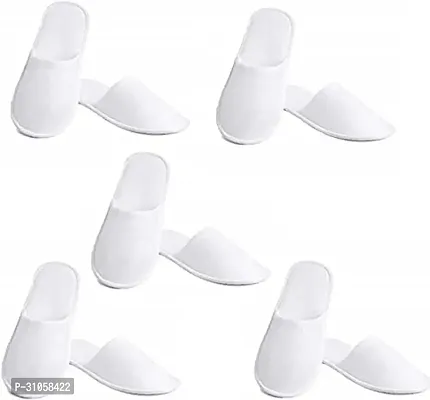 Disposable Closed-Toe Style Soft Non-Woven Slippers, Pack of 5-thumb0