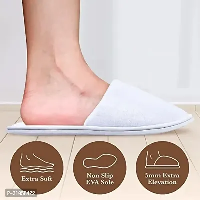 Disposable Closed-Toe Style Soft Non-Woven Slippers, Pack of 5-thumb3