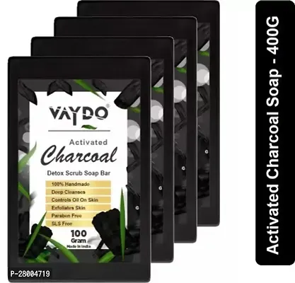 HandMade Activated Charcoal Soap 100% Natural, Removes Blackheads  Dead Skin, Brightens dull skin  Combo Pack For Naturally Beautiful Charcoal bathing Soap (100 Gm) pack of 4