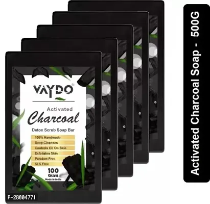 HandMade Activated Charcoal Soap 100% Natural, Removes Blackheads  Dead Skin, Brightens dull skin  Combo Pack For Naturally Beautiful Charcoal bathing Soap (100 Gm) pack of 5