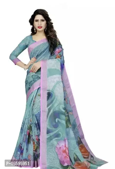 Stylish Cotton Blend Multicoloured Saree without Blouse piece For Women