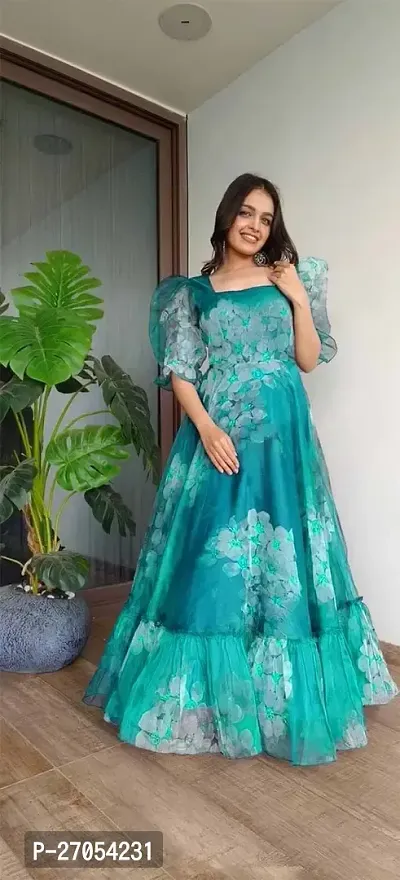 Fancy Georgette Gown With Dupatta For Women-thumb2