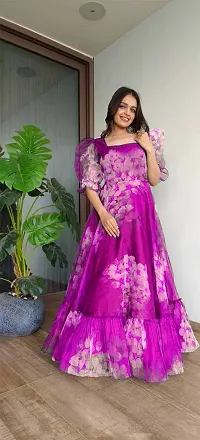 Fancy Georgette Gown With Dupatta For Women-thumb2