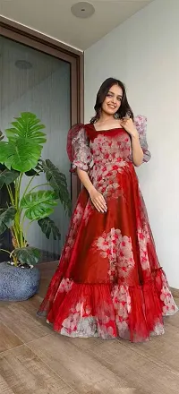 Fancy Georgette Gown With Dupatta For Women-thumb2