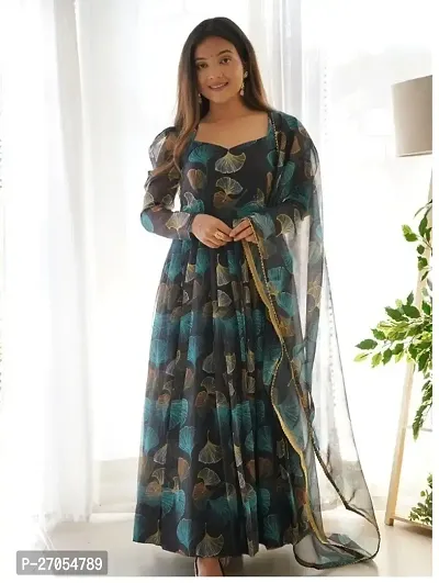 Fancy Georgette Gown With Dupatta For Women-thumb0