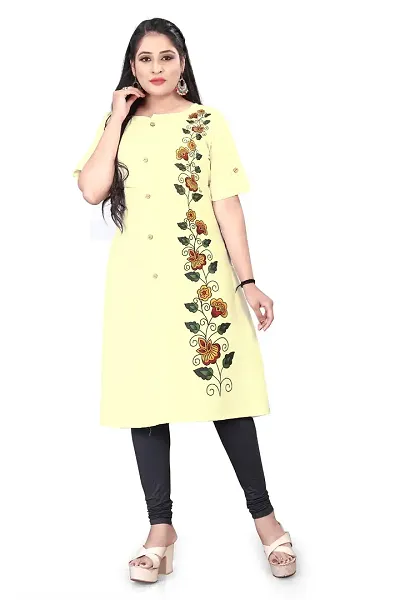 Stylish Cotton Blend Printed A-Line Kurti