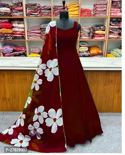 Fancy Georgette Gown With Dupatta For Women-thumb0