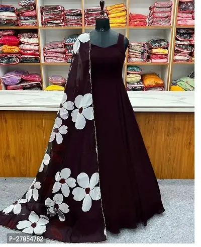 Fancy Georgette Gown With Dupatta For Women-thumb0