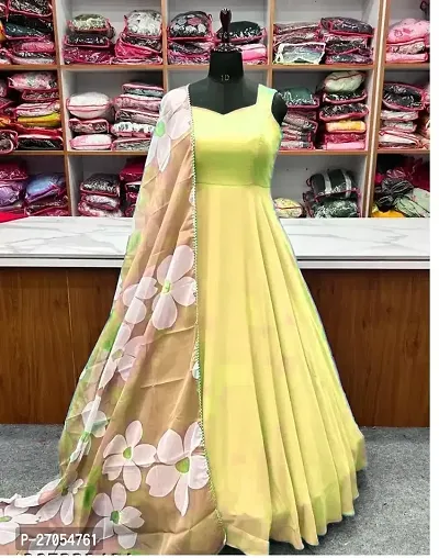 Fancy Georgette Gown With Dupatta For Women-thumb0