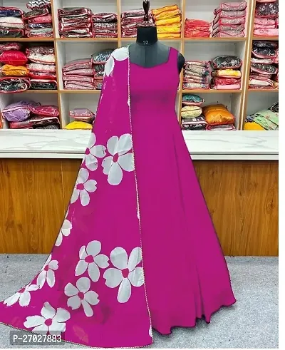 Fancy Georgette Gown With Dupatta For Women-thumb0