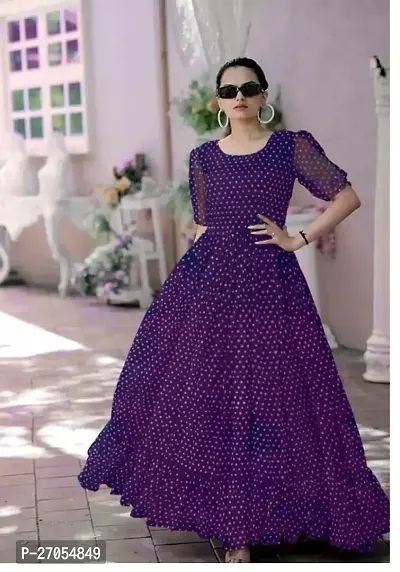 Fancy Georgette Gown With Dupatta For Women-thumb2