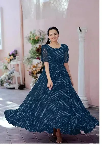 Elegant Georgette Indo-Western Gown For Women