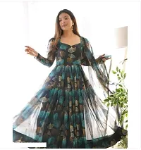 Women Stylish Georgette Printed Ethnic Gown with Dupatta-thumb2