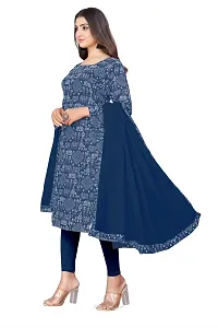 Stylish Cotton Blend Printed Kurti with Dupatta-thumb1