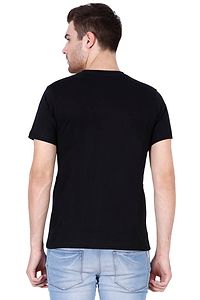 Men's Black Cotton Solid V Neck Tees-thumb1