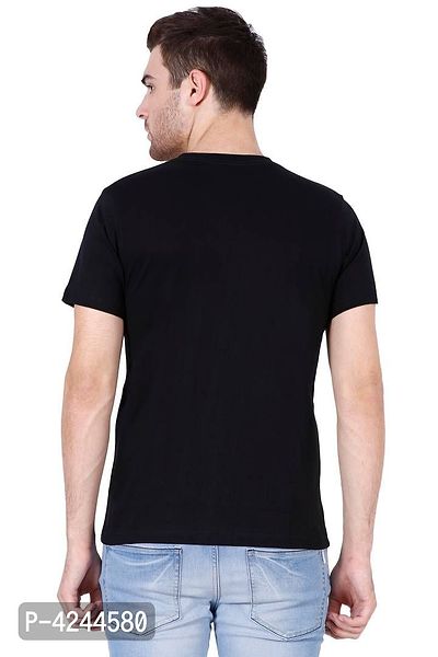 Men's Black Cotton Solid V Neck Tees-thumb2