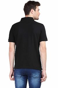 Men's Black Cotton Solid Polos T-Shirts-thumb1