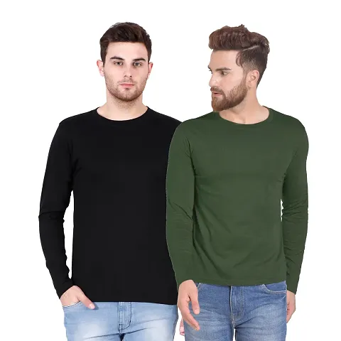 Men's Solid Round Neck Tees (Pack of 2)