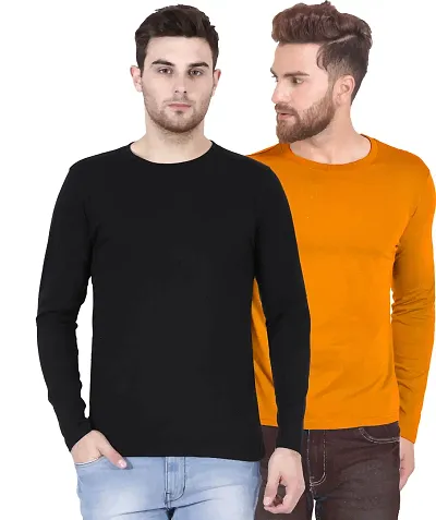 Pack Of 2 Solid Cotton Round Neck T Shirts