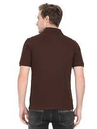 Mens Cotton Coffee Brown Plain Polo Collar Half Sleeve T-Shirt-thumb3