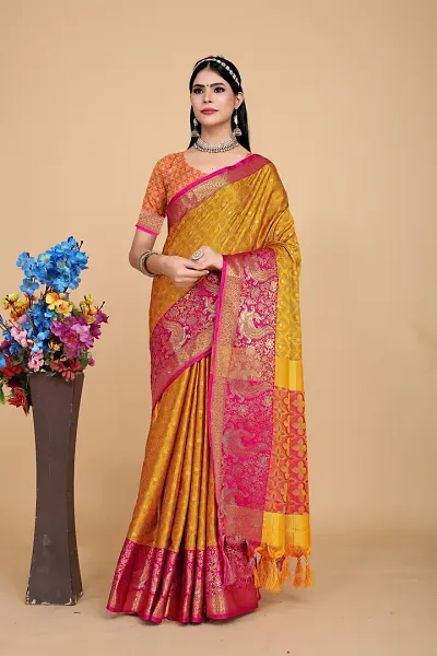 Best Selling Art Silk Saree with Blouse piece 