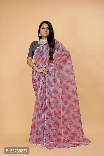 Stylish Organza Multicoloured Woven Design Saree with Blouse piece-thumb0