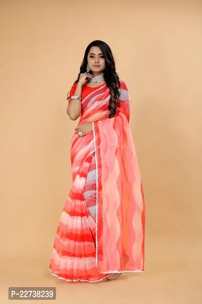 Stylish Organza Pink Woven Design Saree with Blouse piece