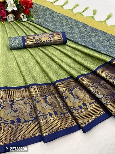 Stylish Art Silk Green Woven Design Saree with Blouse piece