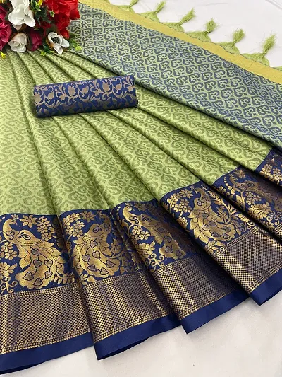 Trending Art Silk Saree with Blouse piece 