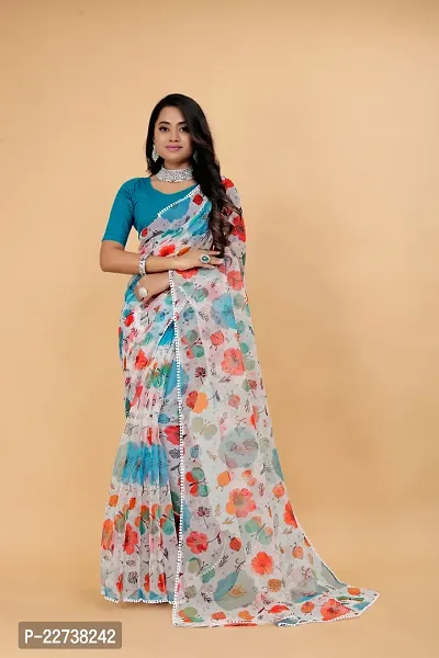 Stylish Organza Multicoloured Woven Design Saree with Blouse piece