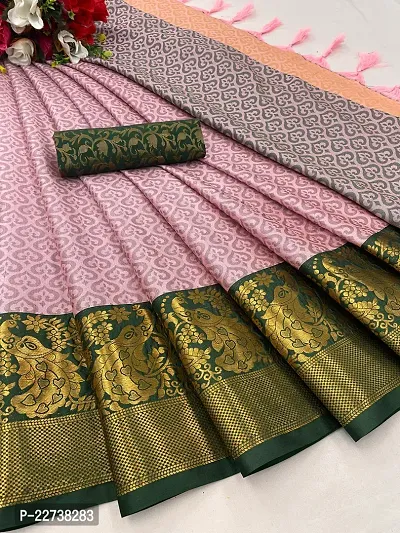 Stylish Art Silk Pink Woven Design Saree with Blouse piece