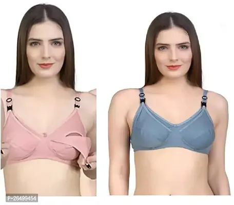 Stylish Multicoloured Cotton Solid Bras For Women Pack Of 2