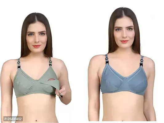 Stylish Multicoloured Cotton Solid Bras For Women Pack Of 2-thumb0