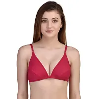 ASHA @ STORE Women's Girl's Non-Padded Front Open Cotton Bra Size B Cup 30 to 40 Set of Two Multicolored (Rani  Maroon, 40)-thumb1