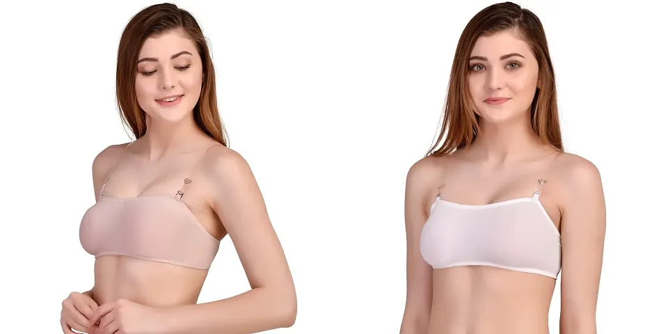 YATO you are the one Experience Comfort and Style with Non-Padded, Non-Wired Seamless Tube Bra for Women and Girls - Nylon Spandex Size 30,32,34,36,38,40 Cup B (36, Whit-Skin)