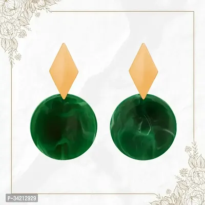 Shimmering Green Brass Drop Earrings For Women And Girls-thumb0