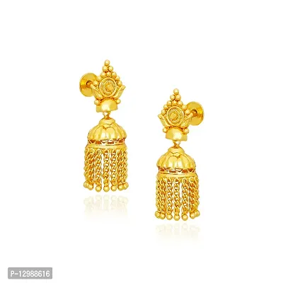 Golden Brass Jhumka Earrings For Women-thumb2