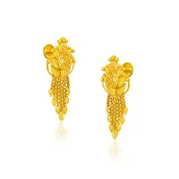 Shimmering Golden Brass Drop Earrings For Women And Girls-thumb1